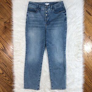 GOOD AMERICAN Exposed Button Fly Crop Ankle Straight Leg High Rise Jeans 15
